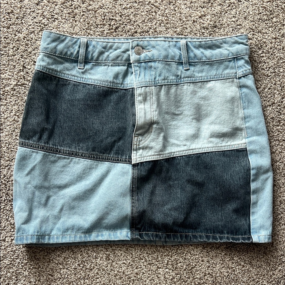 Wild Fable Patchwork Denim Skirt - Light and Dark Blue
